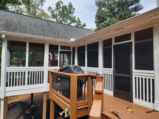 Custom deck with screen porch, built by Screen America in North Georgia